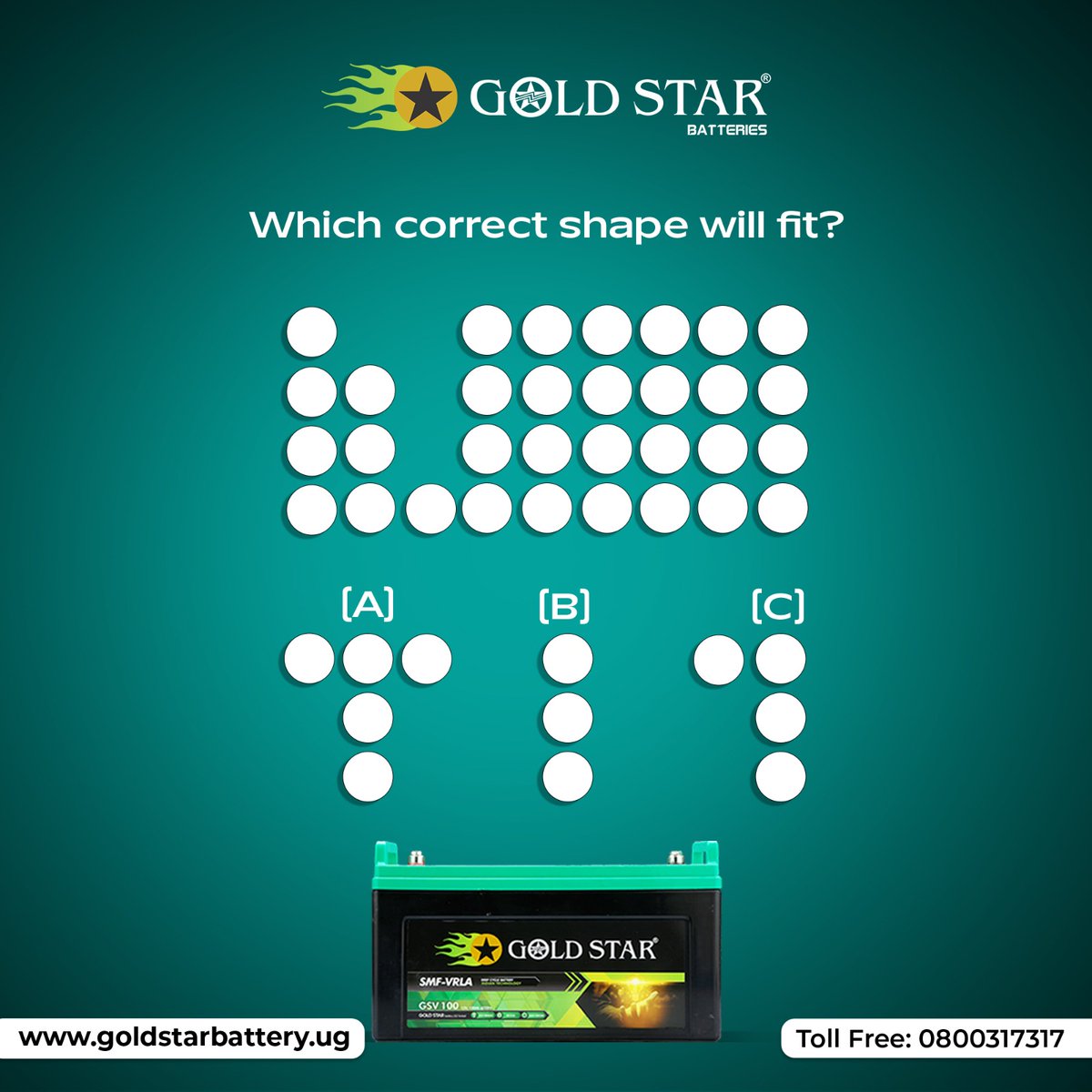 Can you guess the right answer? 
Let us know in the comment section below.

Follow us : @GoldStarBattery 

#GoldStarBattery #Battery #Solarbattery #GamePost #TrickyQuestion #BrainTeaser #BrainTwister #GuessTheAnswer #CommentBelow #InteractiveFun #BatteryBusiness #Uganda