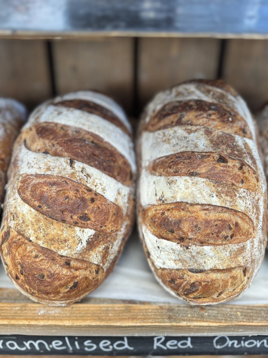 This weekends special available Friday & Saturday is caramelised red onion & cheddar sourdough #realbread #bread #freshbread #bakery #harrogate #coldbathroad #shoplocal #homemade #shop #mannabakeryharrogate #yorkshire #food #sourdough