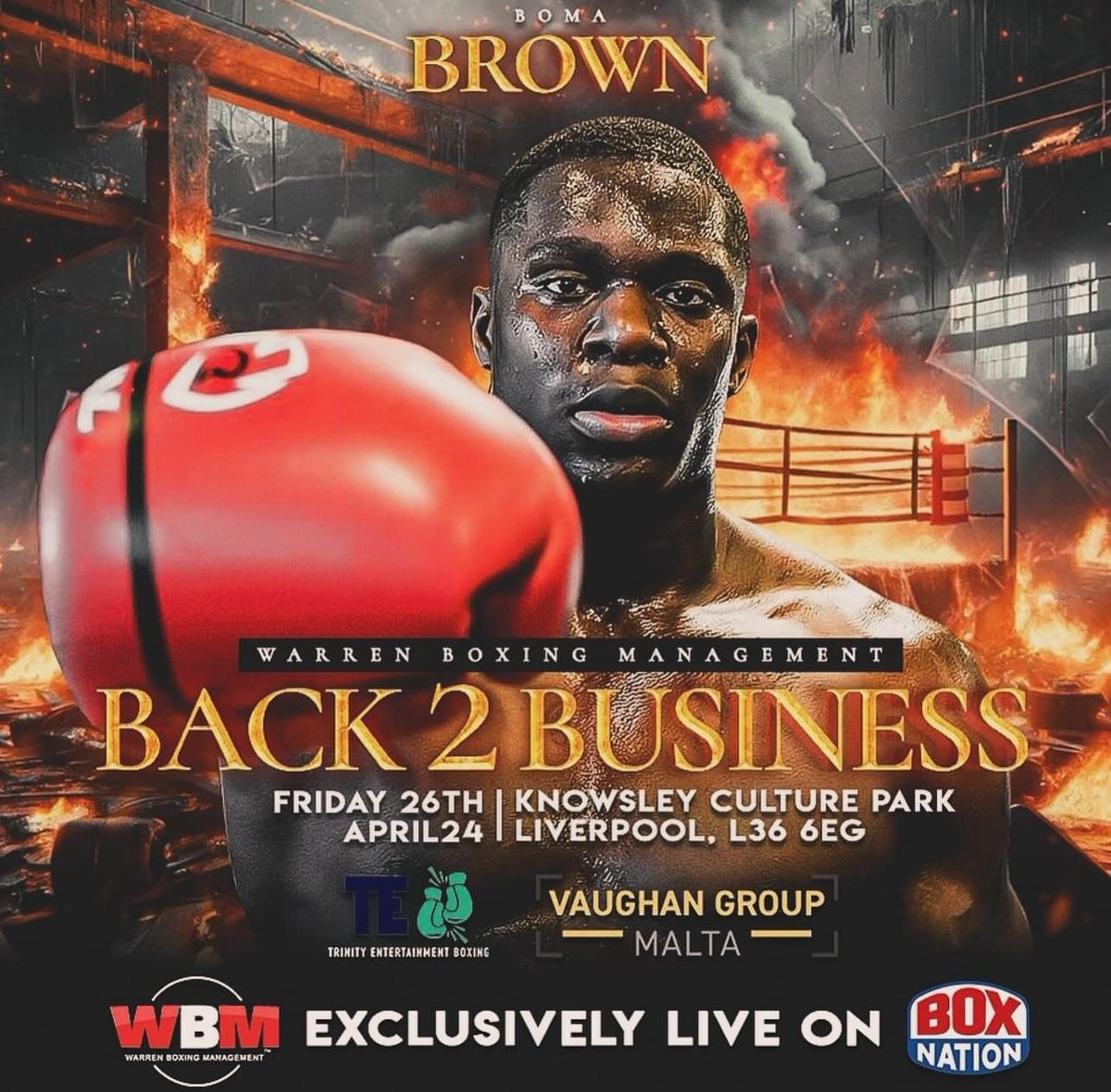 Warrington-based fighter @BomaBomberBrown returns to the ring tonight, live on @BoxNation_TV 🥊📺 The Yellows are behind you, Boma! 🙌 📸 @sean_walsh153