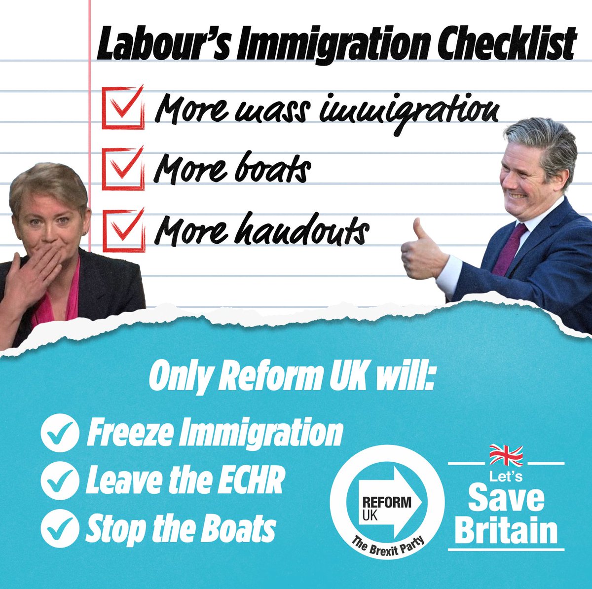 🔴 Labour wants more EU and more mass migration. ❌ Britain’s borders are broken and Labour do not have the answers. Labour’s immigration plan 👇