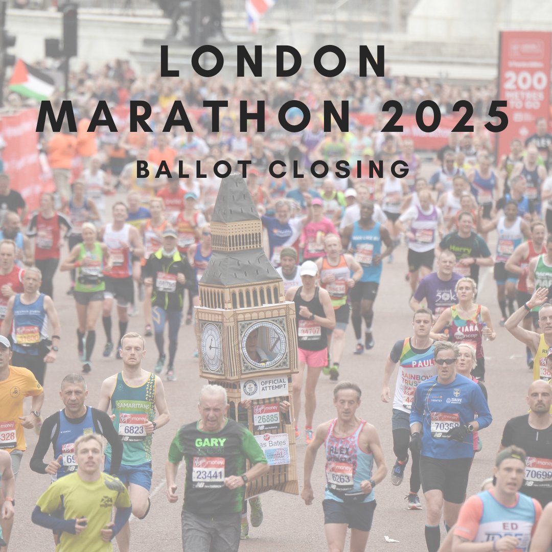 Today is the final day to enter the 2025 TCS #LondonMarathon ballot: loom.ly/E21H12I Lace up those shoes, set your sights on the finish line, and register now before it's too late!
