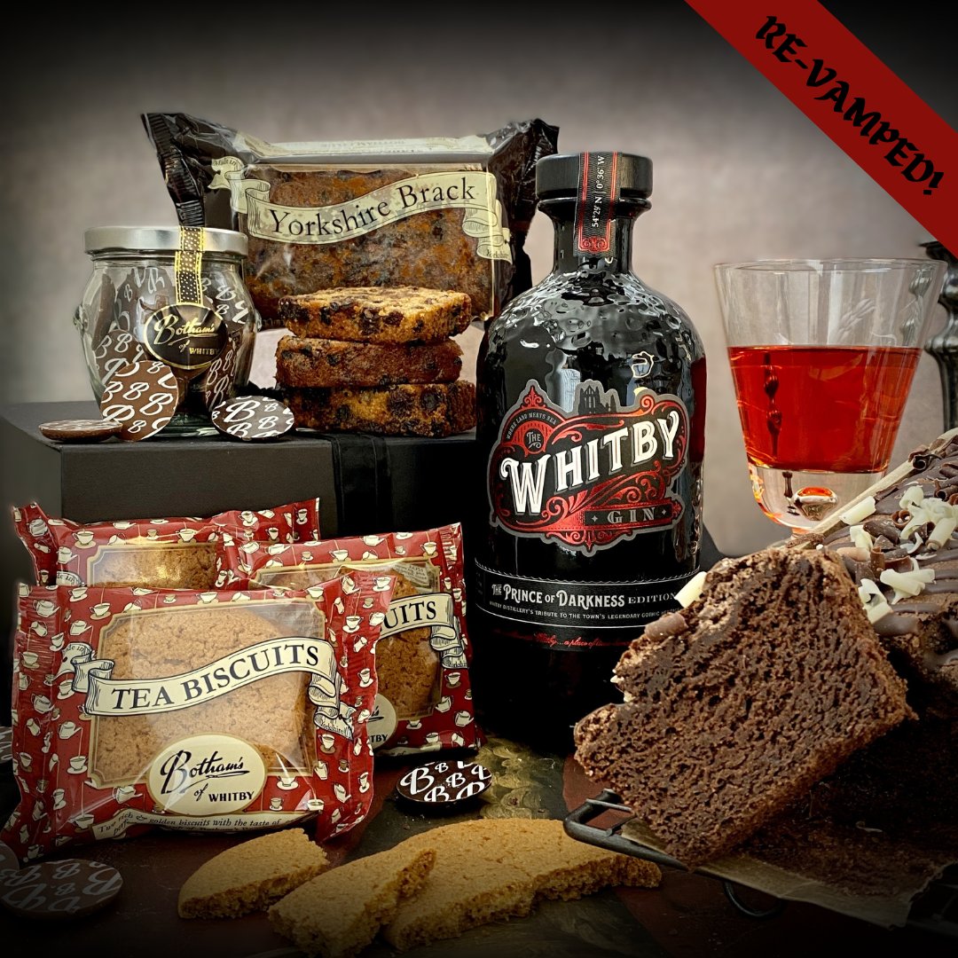 🧛‍♀️🦇 A #gothic inspired hamper from the home town of Bram Stoker, quench your thirst with The Prince of Darkness Edition #Whitbygin & sink your teeth into horrifyingly delicious bakes from our #Whitby bakery!

➡️ botham.co.uk/vampire-select…

#bothams #bakery #whitbygothweekend