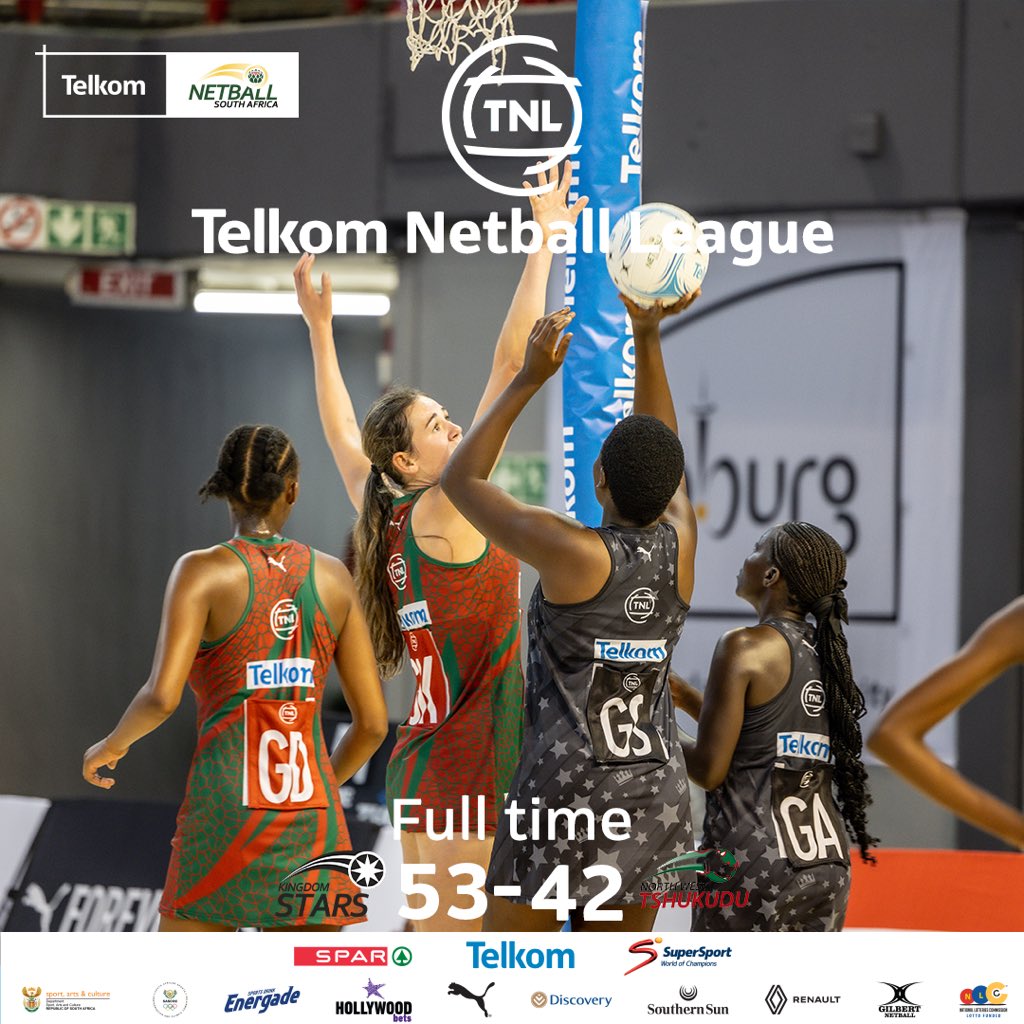 Netball_SA's tweet image. #TelkomNL 🏆 Full time score update
Kingdom Stars 53 - 42 NorthWest Tshukudu 🏆

#TelkomNL | #TNLisBack | #netballsouthafrica