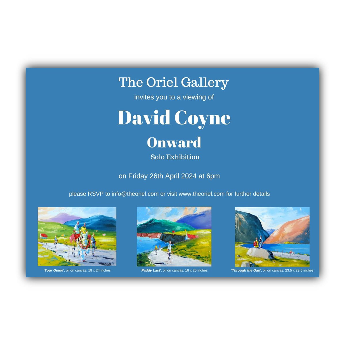 This is going to be a wonderful! The superb artist David Coyne is launching his solo exhibition ‘Onward’ in @TheOrielGallery this evening! This guy is top drawer!! A must to check out if you are in Dublin 👏🏻🎨