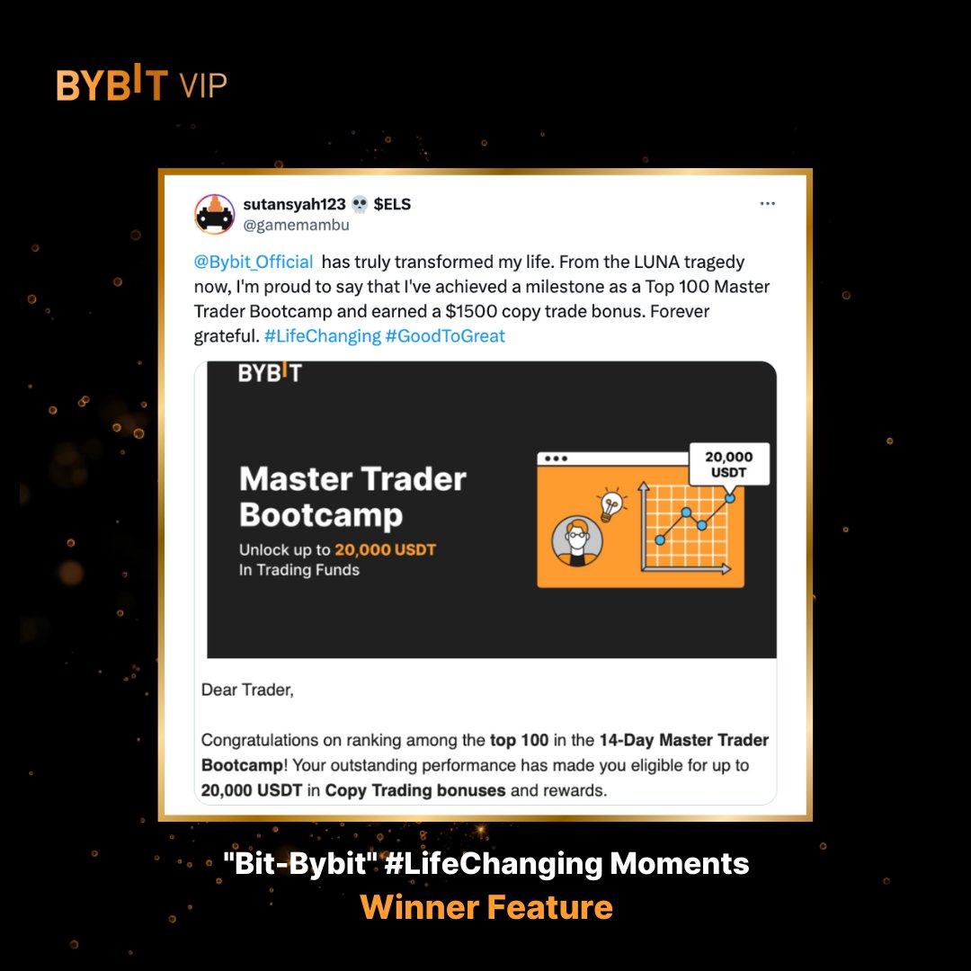 🔥 Hear from one of our winning ByBuddy @gamemambu his 'Bit-Bybit' #LifeChanging moment. Got a story that will stir emotions, ignite laughter or more? Don't forget to tag #BybitGala24 and share your positive Bybit experiences! Join here: i.bybit.com/1abvcaLC #GoodtoGreat
