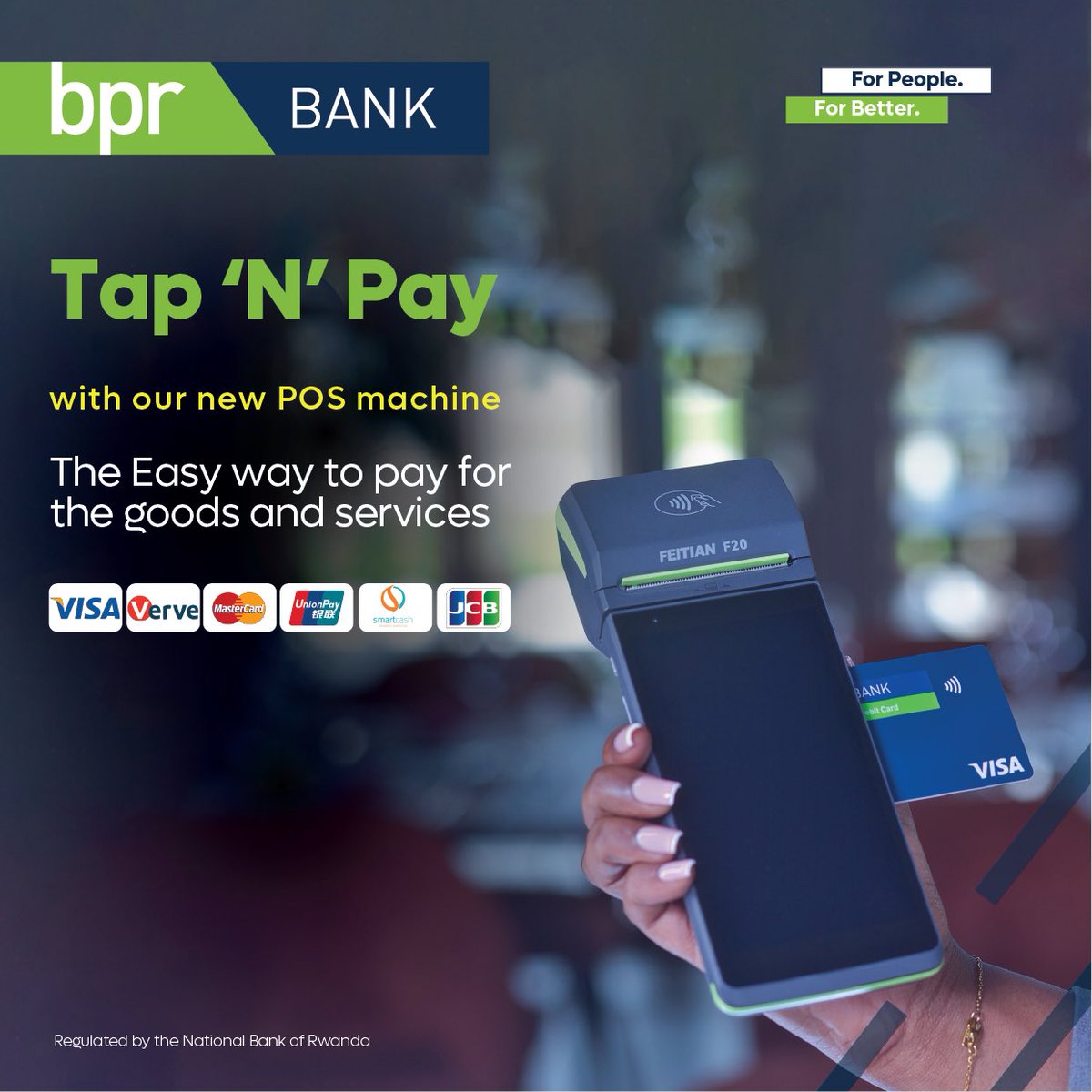 Tap into convenience with our new POS machine. Paying is now faster and more secure than ever with just a simple tap. #CashlessPayments #ForPeopleForBetter #BPRniIyawe