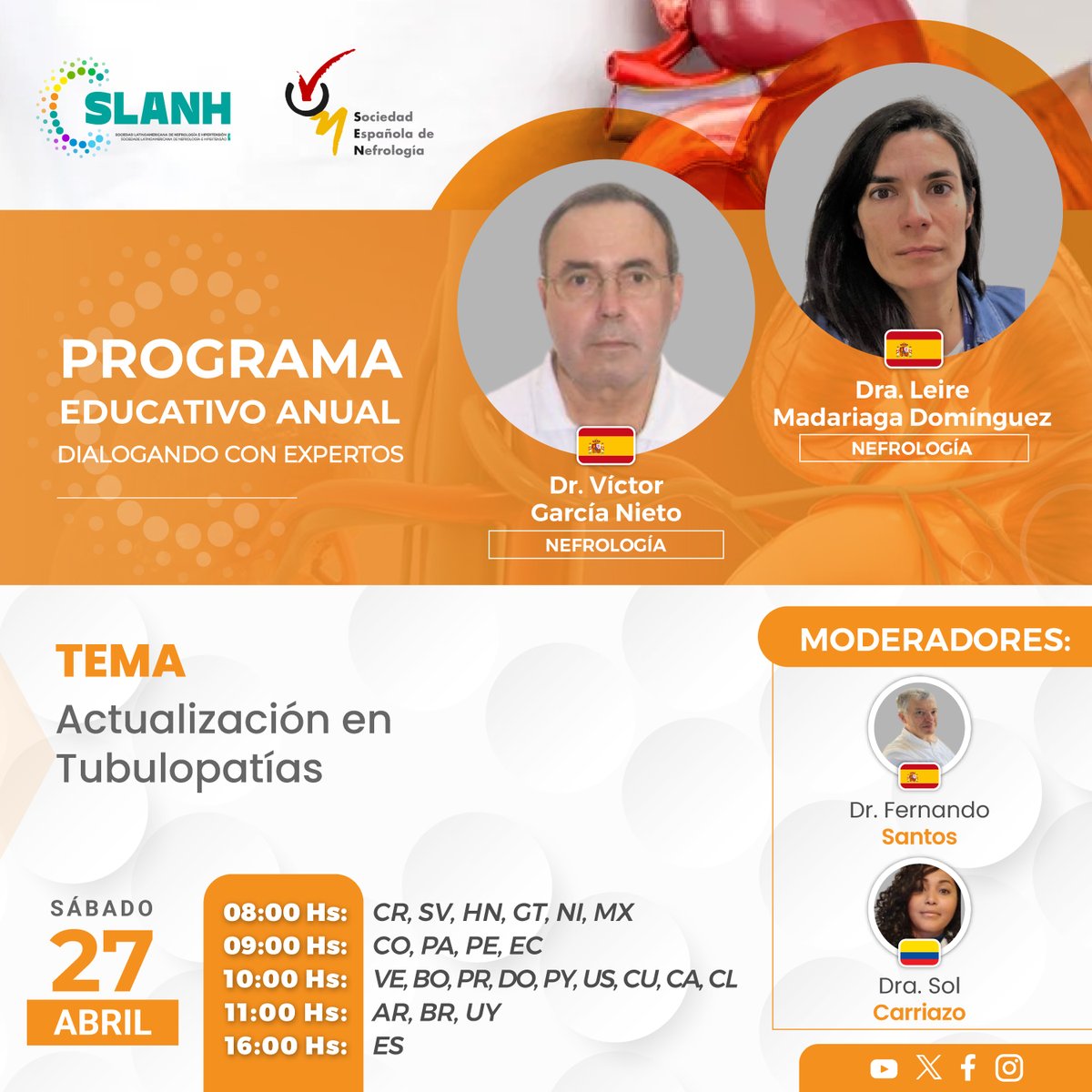 MAÑANA sábado 27 de abril, 4pm MADRID: 👉 Webinar organizado @SLANH_ @SENefrologia: Actualización en Tubulopatias con Leire Madariaga y Víctor García Nieto Moderan: Fernando Santos y @Nefrontera ✅Registro gratuito: us06web.zoom.us/webinar/regist…