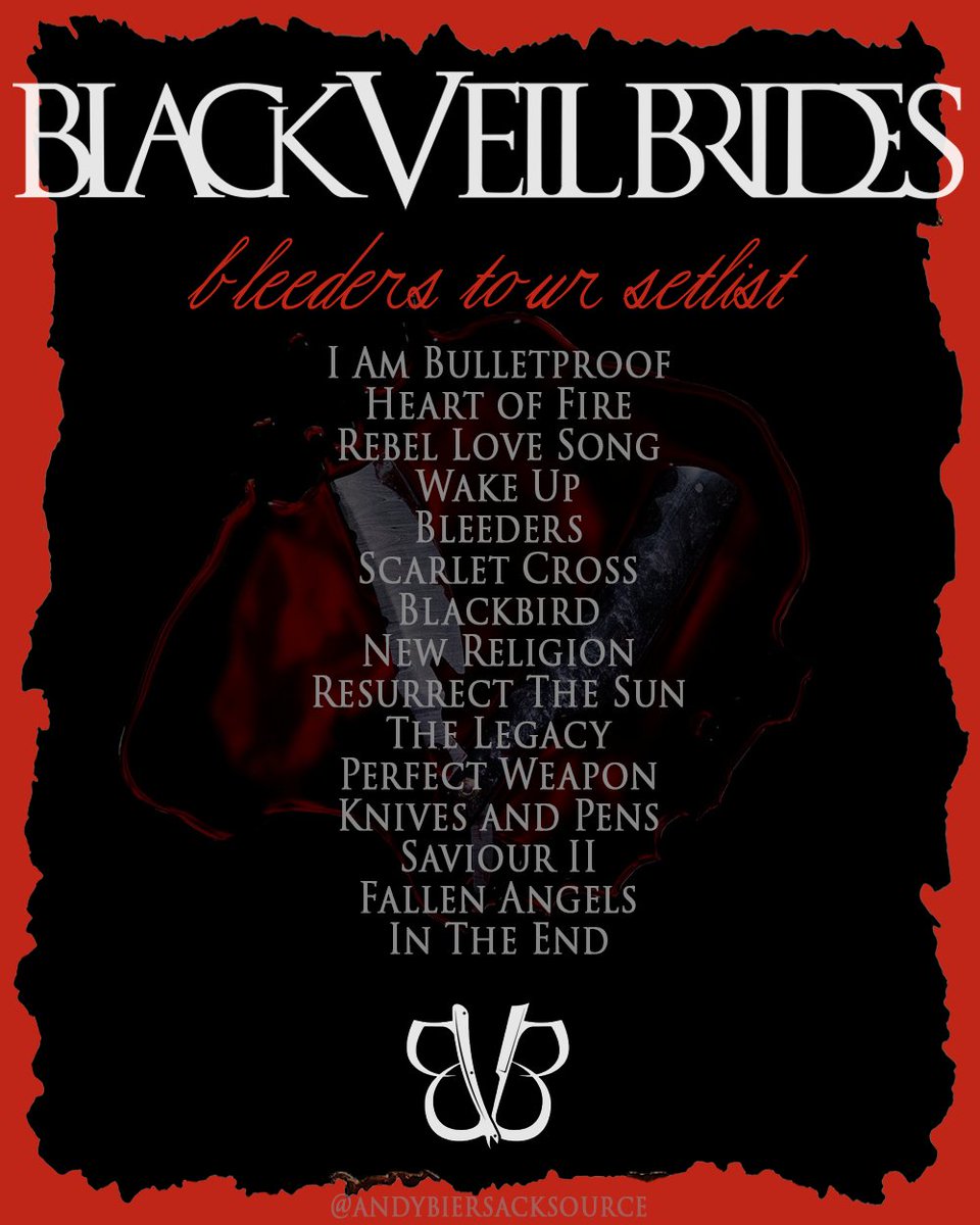 BiersackSource's tweet photo. Here's a setlist poster I made for the Bleeders USA leg! If you're going to a show this tour which song are you excited to hear? Besides Bleeders (of course). https://t.co/NDZpB8Ujul