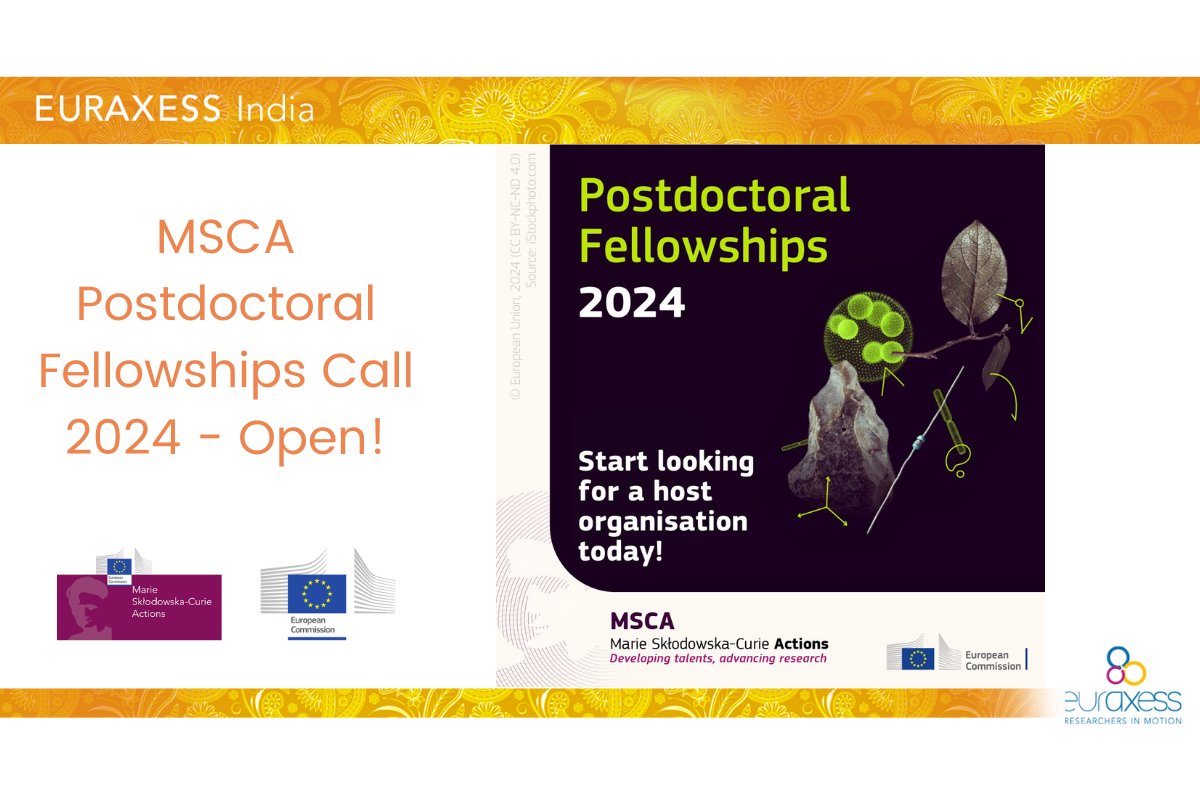 The @MSCActions Postdoctoral Fellowships Call 2⃣0⃣2⃣4⃣ is officially open!🎉 With a budget of €417.18 million this #fellowship program provides opportunities for Indian #researchers to pursue a #postdoc in #Europe! 🇮🇳🤝🇪🇺 Read more here and apply now➡️bit.ly/MSCAPF2024