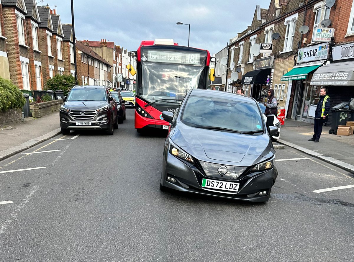 Big crash on Sangley Road, which seems to have ripped a wheel off a @Zipcar and held up buses for ages. When will we get traffic calming and speed cameras on this road @LouiseKrupski and @Brenda_Dacres?