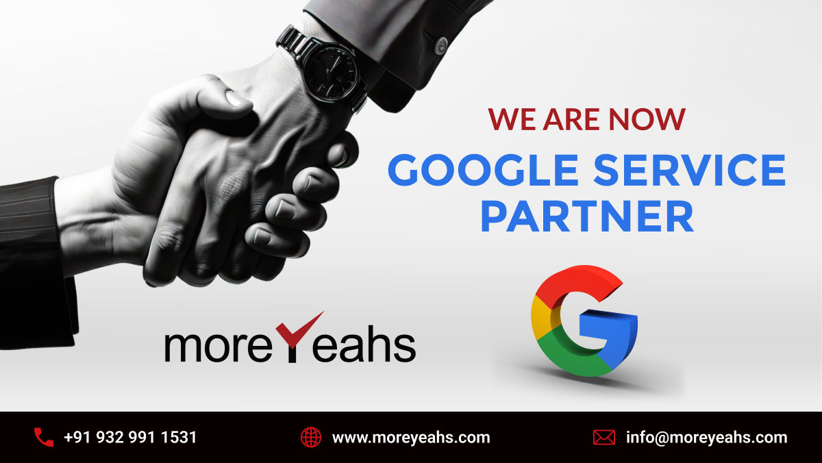 Exciting news!  We proudly announce that @MoreyeahsInc is now an official Google Service Partner. 

Get ready to take your digital game to the next level.

📞+91 932 991 1531 
🌐 moreyeahs.com
.
#googlepartner #proudmoment #GoogleServicePartner #connectus  #moreyeahs