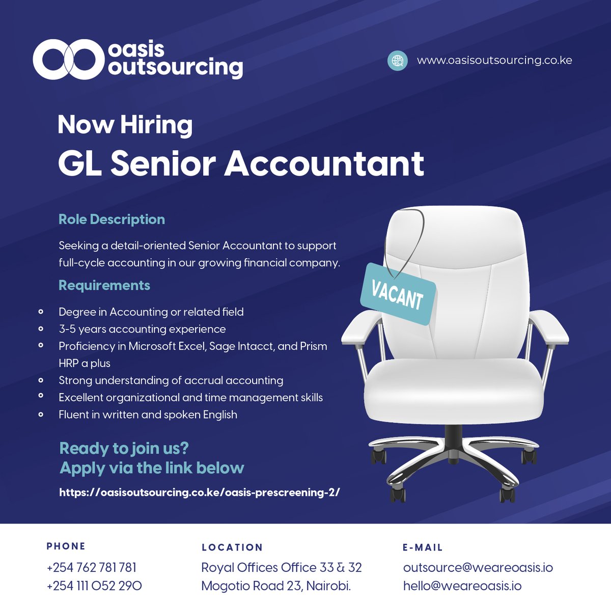 Ready to elevate your career in accounting? Join us as a GL Senior Accountant and step into your next career milestone. Apply through the link below and become part of a team that values expertise and dedication.
lnkd.in/der623PZ  #CareerOpportunity #ApplyNow #WeAreOasis