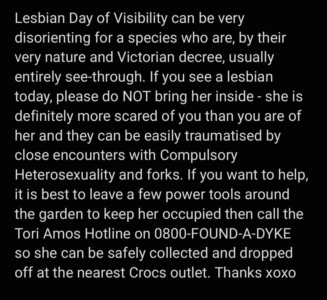 PSA on #LesbianDayOfVisibility