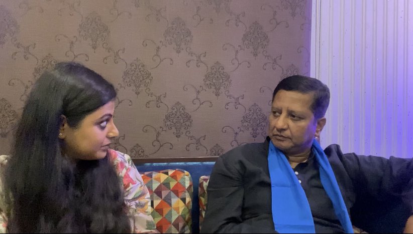 With @AITCofficial candidate from Malda North, former IPS officer, Prasun Banerjee, who hopes to dislodge incumbent BJP MP Khagen Murmu. Did you know he’s also a filmmaker? Full report soon.