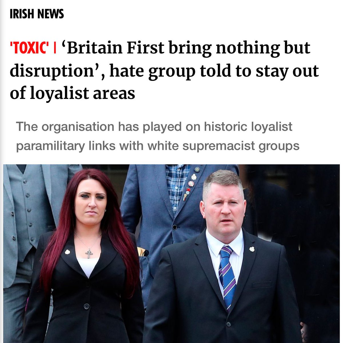 Ah here! So many in the Irish far right had been taking direction from a former UDA commander and some Britain First clowns but now some of them have fallen out. Irish far right are such laughable stooges.