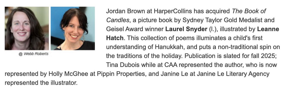 A bit of bright news in a rough week. I'm such a fan of Leanne Hatch, and can't wait to do a picture book with my beloved Jordan Brown!