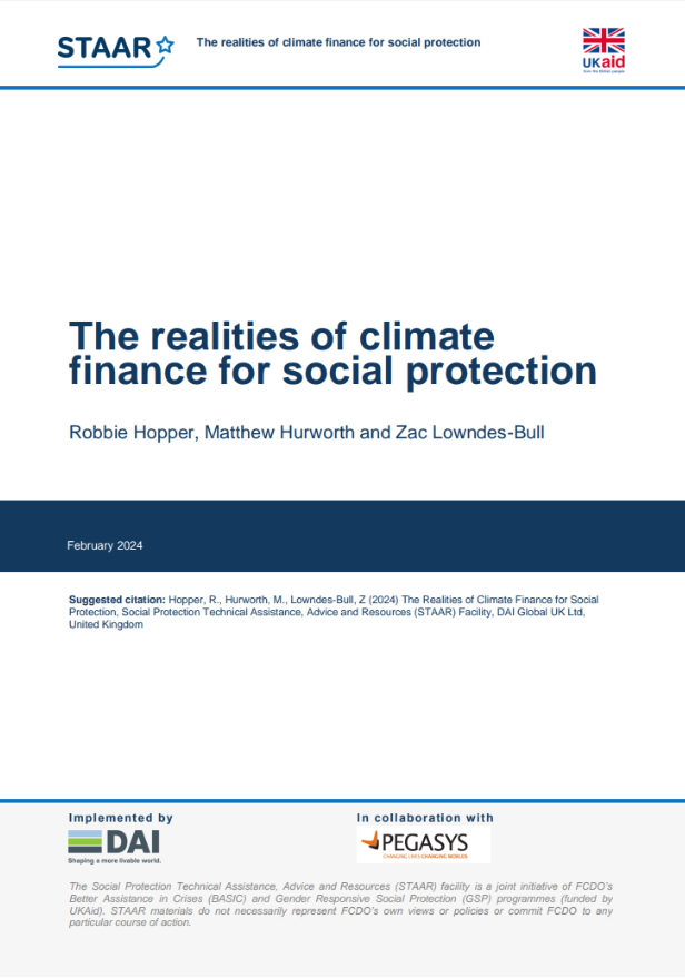 (1/7) The realities of climate finance for social protection ⬇ ⭐ In the latest STAAR publication, Robbie Hopper, Matthew Hurworth and Zac Lowndes-Bull outline the status of international public climate finance going to social protection.