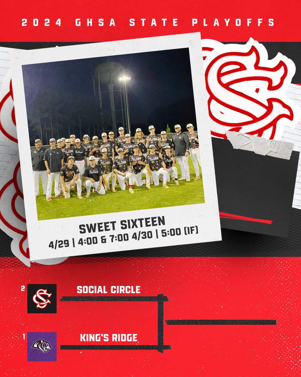 Sweet Sixteen matchup is set! We will travel to King's Ridge on Monday for the 2nd round. Game times are 4:00 &amp; 7:00. IF game is Wednesday at 5:00. ⭕️