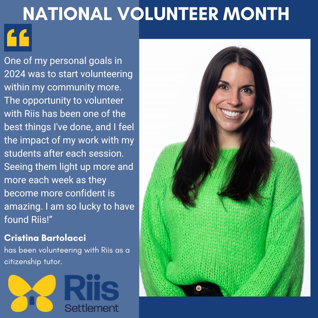 As we conclude #NationalVolunteerMonth, we’re happy to highlight Cristina Bartolacci. Cristina volunteers as a citizenship tutor, providing 1:1 assistance to legal permanent residents in becoming U.S. citizens. Click the link in our bio if you're interested in volunteering w/ us!
