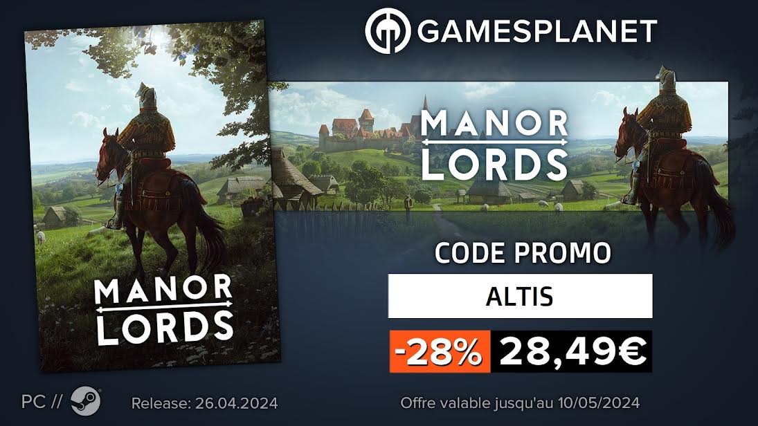🎁Concours Manor Lords : 1 jeu steam à gagner. 

Follow + RT pour participer. TAS le 29/04/23

Jeu en réduction -28% + code promo 'ALTIS' : fr.gamesplanet.com/game/manor-lor…

Ma vidéo découverte : youtu.be/HyTQ0SP9yDU?si…

Bonne chance a tous !
