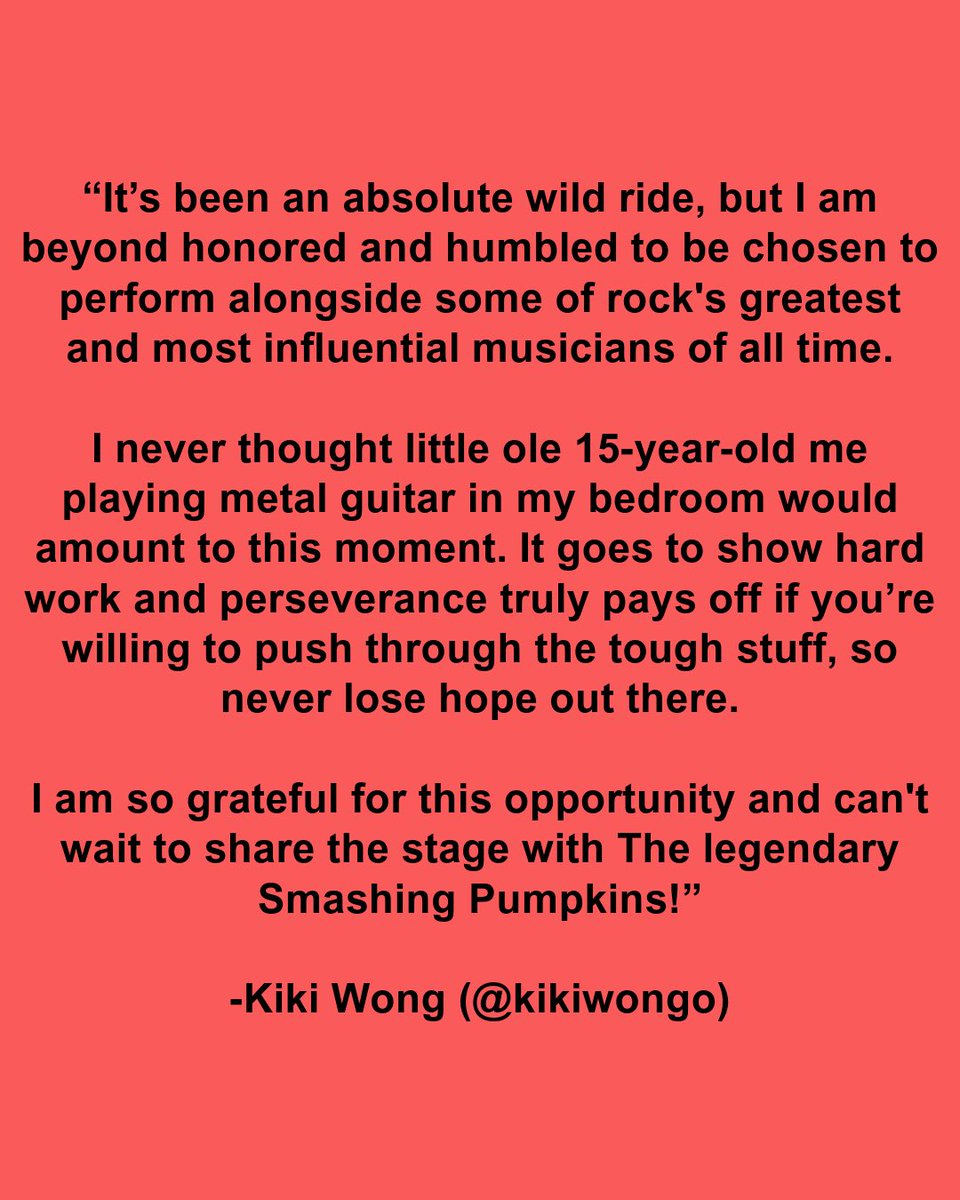 The news you have been waiting for has finally arrived!
SP is excited to officially welcome highly-skilled veteran guitarist Kiki Wong. Kiki joins the band’s touring lineup of Billy Corgan, Jimmy Chamberlin, and James Iha, along with mainstays Jack Bates and Katie Cole.
