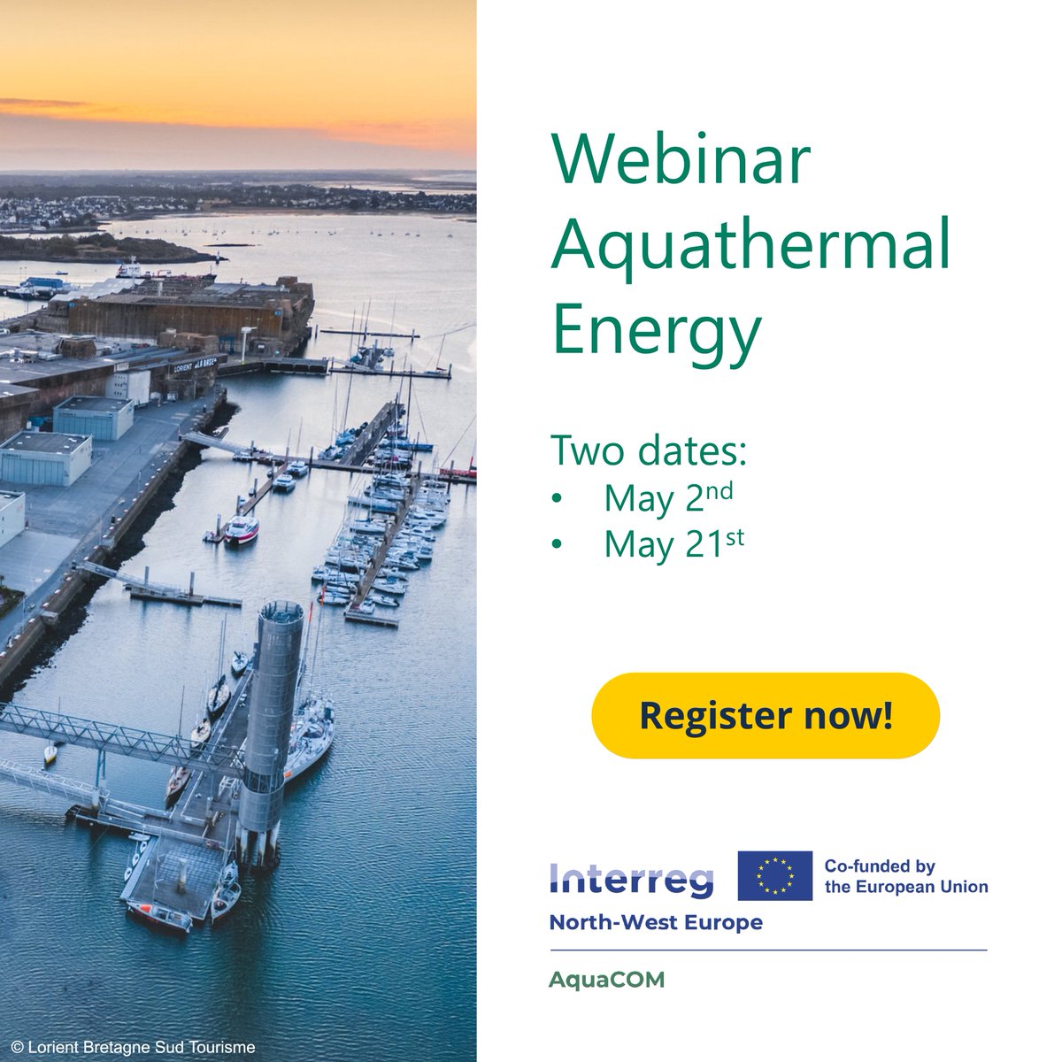 💧 #AquathermalEnergy has a largely untapped potential. Are you curious about how this technology works? Join this #AquaCOM webinar to discover its core concepts and learn from existing examples! Register here! 👉 bit.ly/4aO3myg
