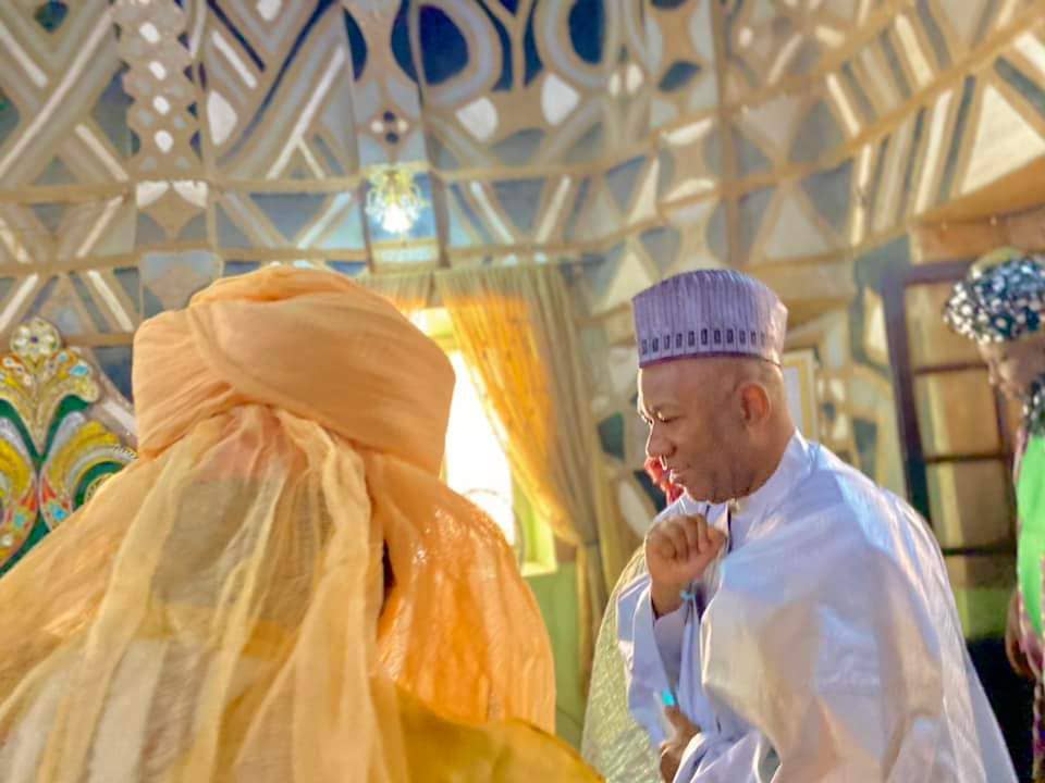 Senior Man, Mr Peter Obi and Datti Ahmed in kano today, for the wedding of the son and daughter of the Emir of kano and that of Bichi at kano Emir's palace.