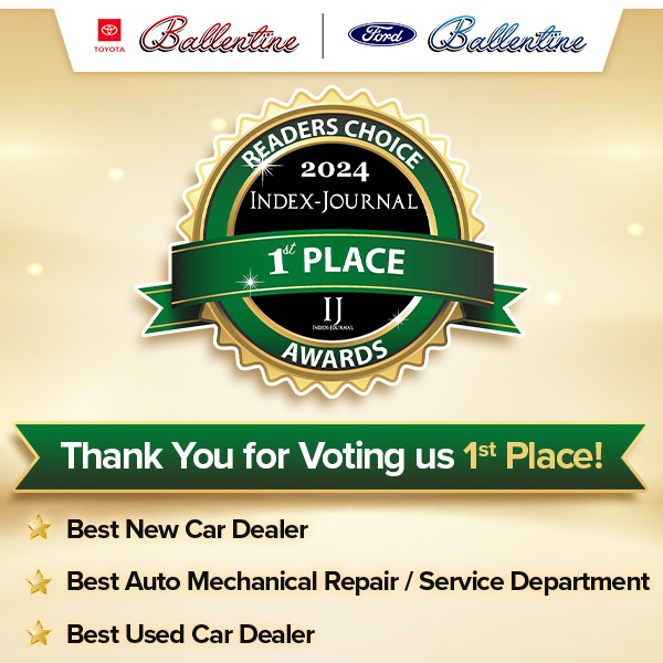 Congratulations to our wonderful clients, Ballentine Toyota and Ballentine Ford, for earning these outstanding awards from Index-Journal! Stop by one of the dealerships if you are in the Greenwood, SC area! 🏆 

#ClientSpotlight #Congratulations #AutomotiveAdvertising