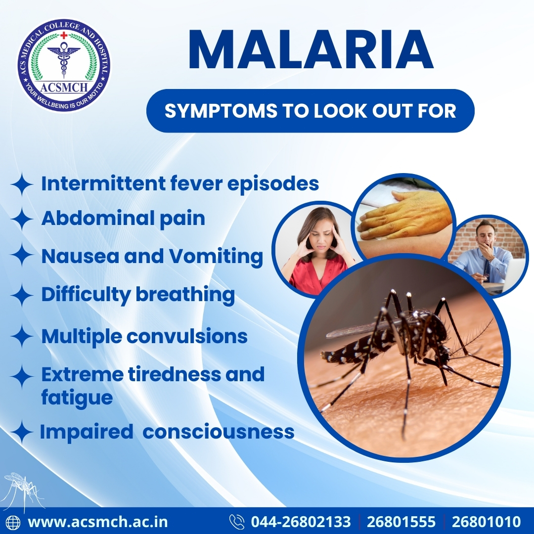 Symptoms to look out for Malaria

#ACS #ACSMCH #drmgr #mgreri #medicalcollege #hospital #WorldMalariaDay #EndMalaria #MalariaAwareness #FightMalaria #MalariaPrevention #ZeroMalaria #MalariaFreeWorld #MalariaControl