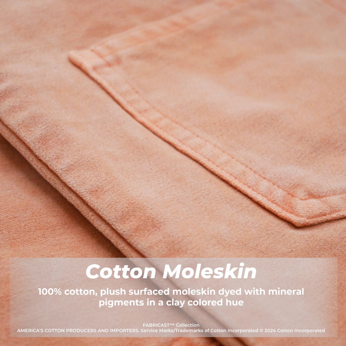 This 100% #cotton, plush surfaced moleskin was dyed with mineral pigments in a clay colored hue. These naturally sourced pigments offer very good light & wash fastness properties. @Cotton_Works #FabricFriday cottonworks.com/en/fabricast/7…