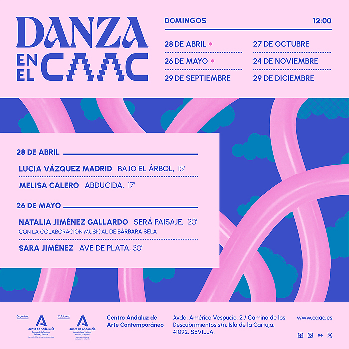 Mañana arranca en el @caac_sevilla el ciclo #DanzaenelCAAC con las actuaciones de Lucía Vázquez Madrid y Melisa Calero. La entrada libre hasta completar aforo. Programación 👉 lajunta.es/4r6fk @CulturaAND @JuntaSevilla @Danzapuntoes @susyqdanza @SevillaOcio