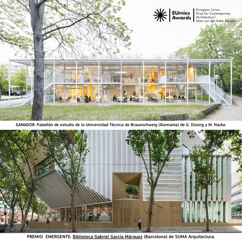 📣¡Ya tenemos ganadores del Premio de Arquitectura Contemporánea de la UE 2024 - @EUmiesAwards! 🇩🇪Proyecto Ganador: Pabellón de estudios de la @tuBraunschweig (Alemania), de G. Düsing y M. Hacke. 🇪🇸Premio Emergente: Biblioteca @bgarciamarquez (Barcelona), de @estudio_SUMA.