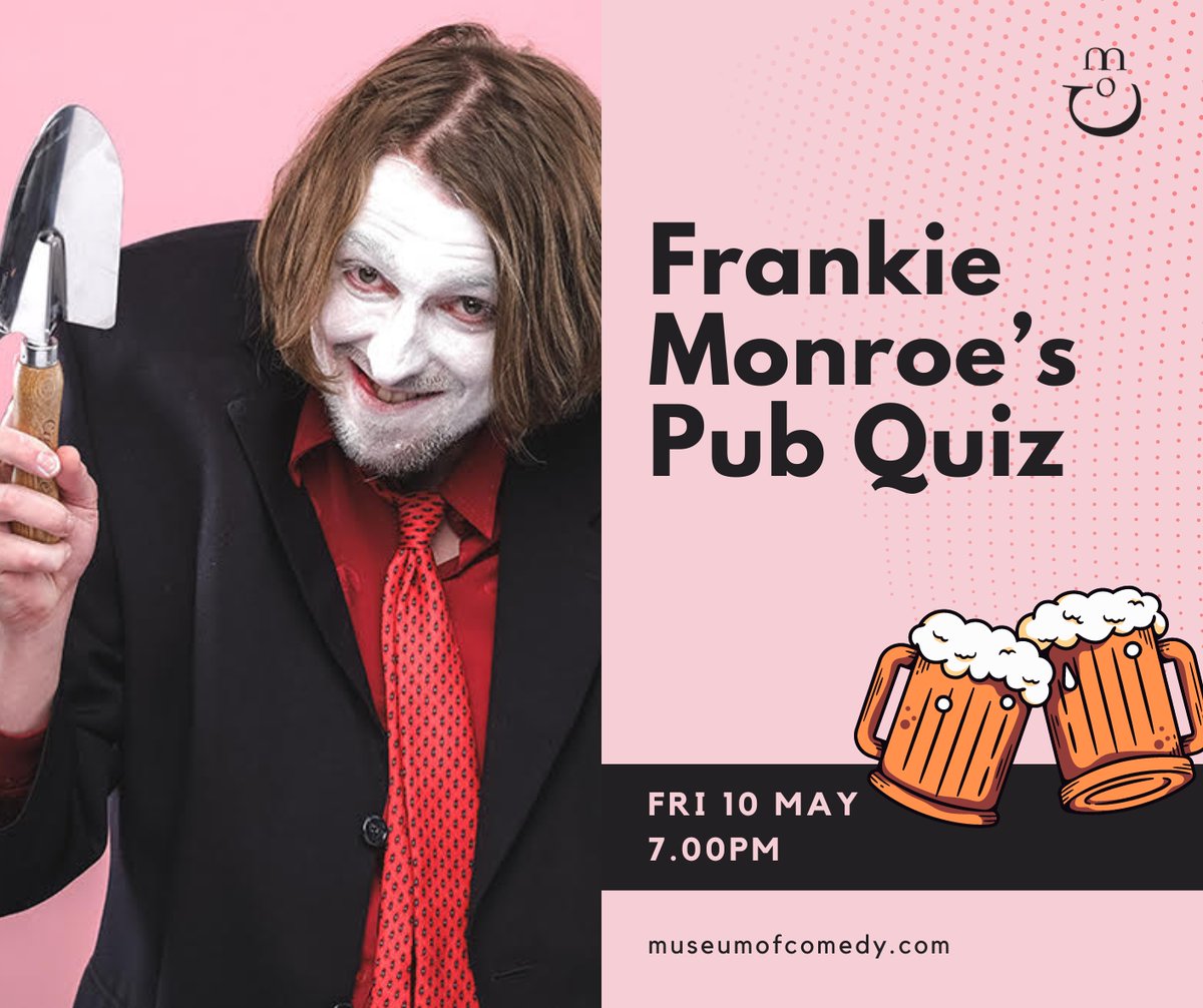 Next month! BBC New comedy Award Winner and Chortle Best Newcomer Nominee FRANKIE MONROE is back in London. Voted the worst pub quiz in Rotherham 15 years running, expect ill researched questions, disgusting prizes and special guests! 🍻 loom.ly/6eCqoek 🍻