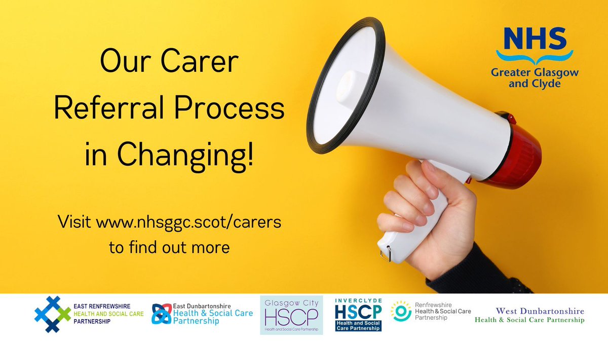 As of 1st May, the way #UnpaidCarers can be referred to local support services is changing. Visit buff.ly/3UbykcJ to find out more and link in with your local carers services. @InverclydeHSCP @EastDunHSCP @erhscp @RenHSCP @GCHSCP @WDCouncil