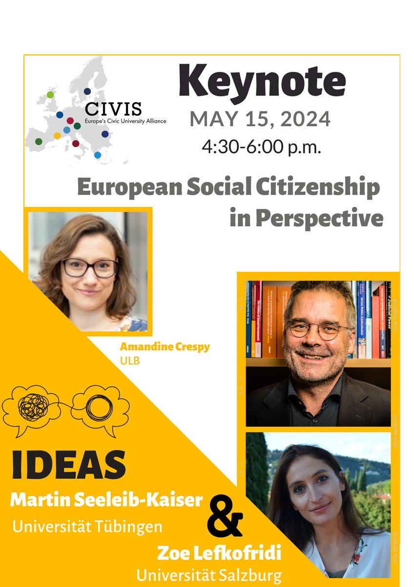 The #IDEAS24 conference is approaching! Don't miss the interesting Keynote on European Social Citizenship, co-organised with @civis_eu 👉More information and registration: bit.ly/49WUrcF