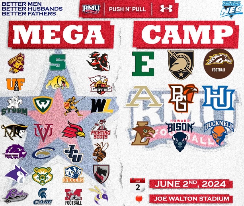 CoachJFirm's tweet image. 30+ Colleges will be at Bobby Mo to recruit YOU!  

Our coaches and staff will…  
1. Develop YOU 💪
2. Entertain YOU 🍿
3. Recruit YOU💰

COME COMPETE! ⚔️
rb.gy/aydlid 

COLLEGE COACHES CONTACT: @david_rosen32 to RSVP!! 🏈

@RMU_Football | #RMUCamps | #PushNPull