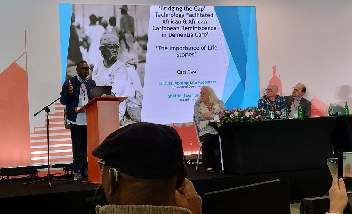 Carl Case starts his presentation by talking about his concerns about #dementia for the Black community #ADI2024 - culturally appropriate care is problematic due to lack of awareness of Caribbean culture, events memories. Carl developed African Caribbean memory box