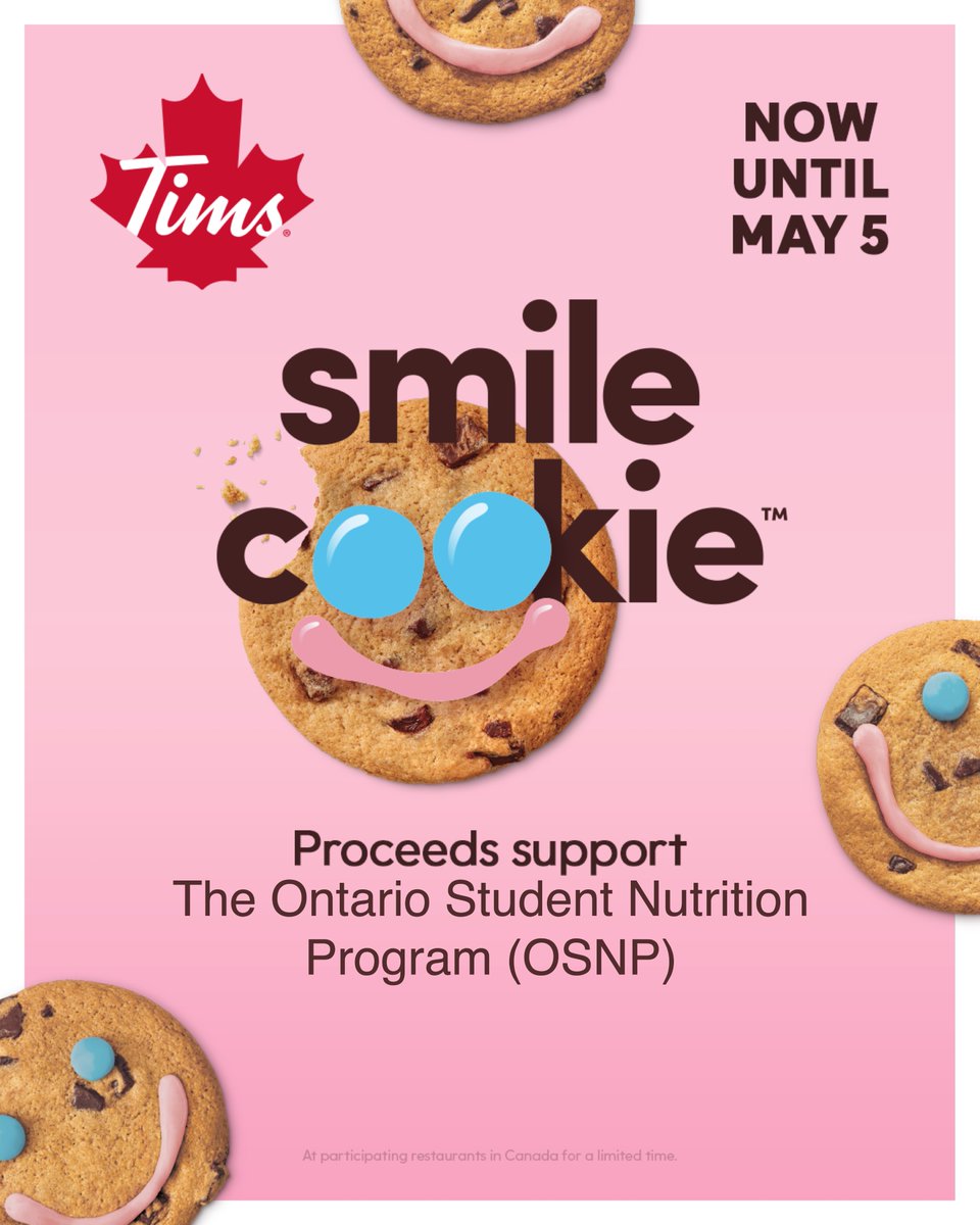 #smilecookie week is on now until May 5th! Your smile cookie purchase supports student nutrition programs in Huron-Perth, Grey-Bruce, Windsor-Essex, Elgin, Kent County, and Dorchester! 100% of each purchase will help ensure students are well nourished and ready to learn 🍏✏️📚
