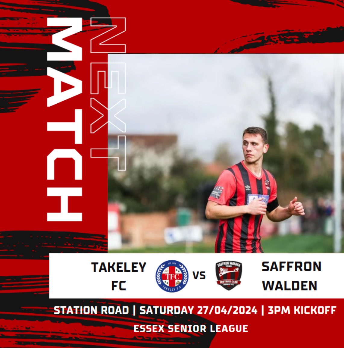 TOMORROW: 

Our final league game of an eventful season as we travel to @takeley_fc (pending what’s happening with the Tilbury game…)

Hope to see as many Bloods fans as possible make the short trip across Uttlesford ❤️🖤

#upthebloods