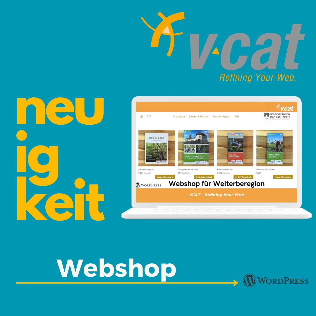 VCATconsulting's tweet image. Für die Welterberegion Wartburg-Hainich haben wir einen neuen Webshop entwickelt! Von Karten über Bücher bis hin zu Geschenkideen - alles übersichtlich kategorisiert und mit individuellen Set-Preisen. Mehr dazu gibt es hier: vcat.de/aktuelles-zu-t…