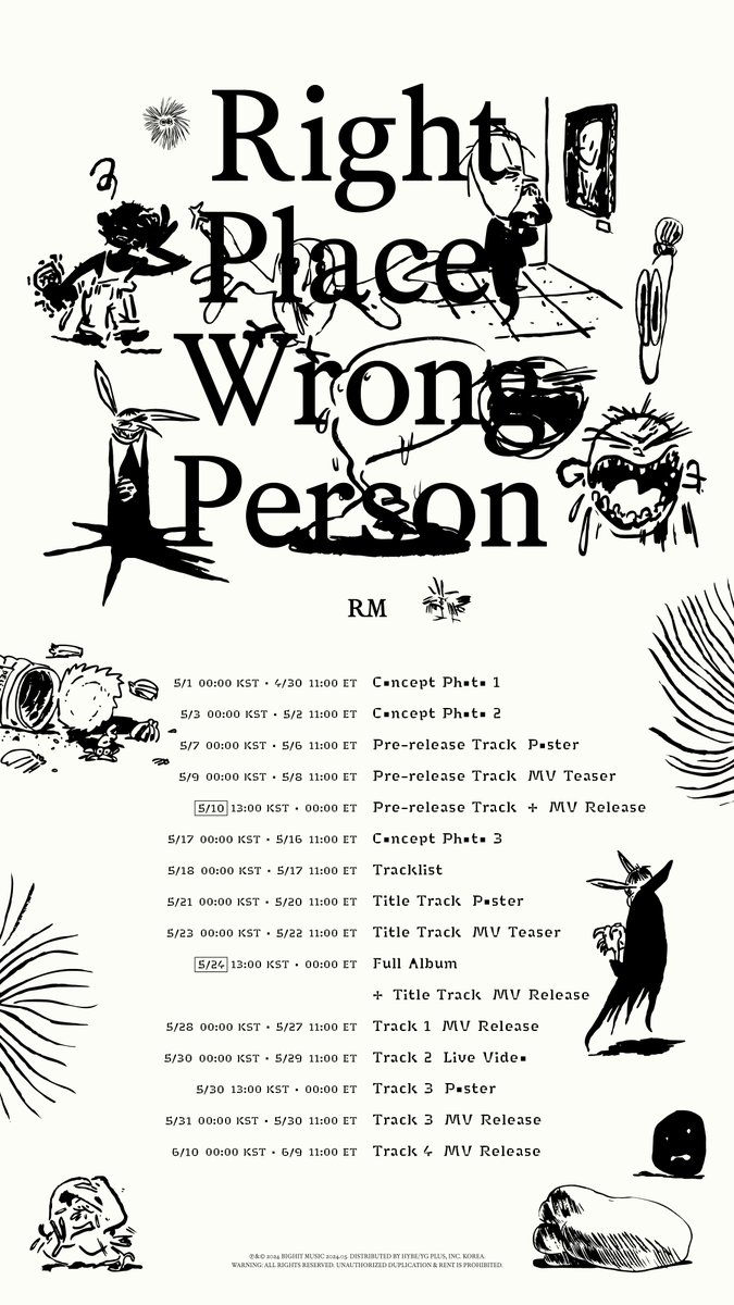 RM 'Right Place, Wrong Person' Promotion Schedule #RM #RightPlaceWrongPerson