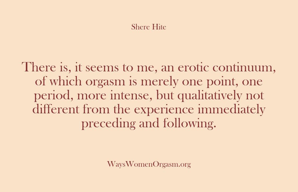 Excerpt from 'The Hite Report' - a study on sexual research that explores women's experience with #orgasm. Discover intriguing insights on the topic! #SexResearch #FemaleExperience