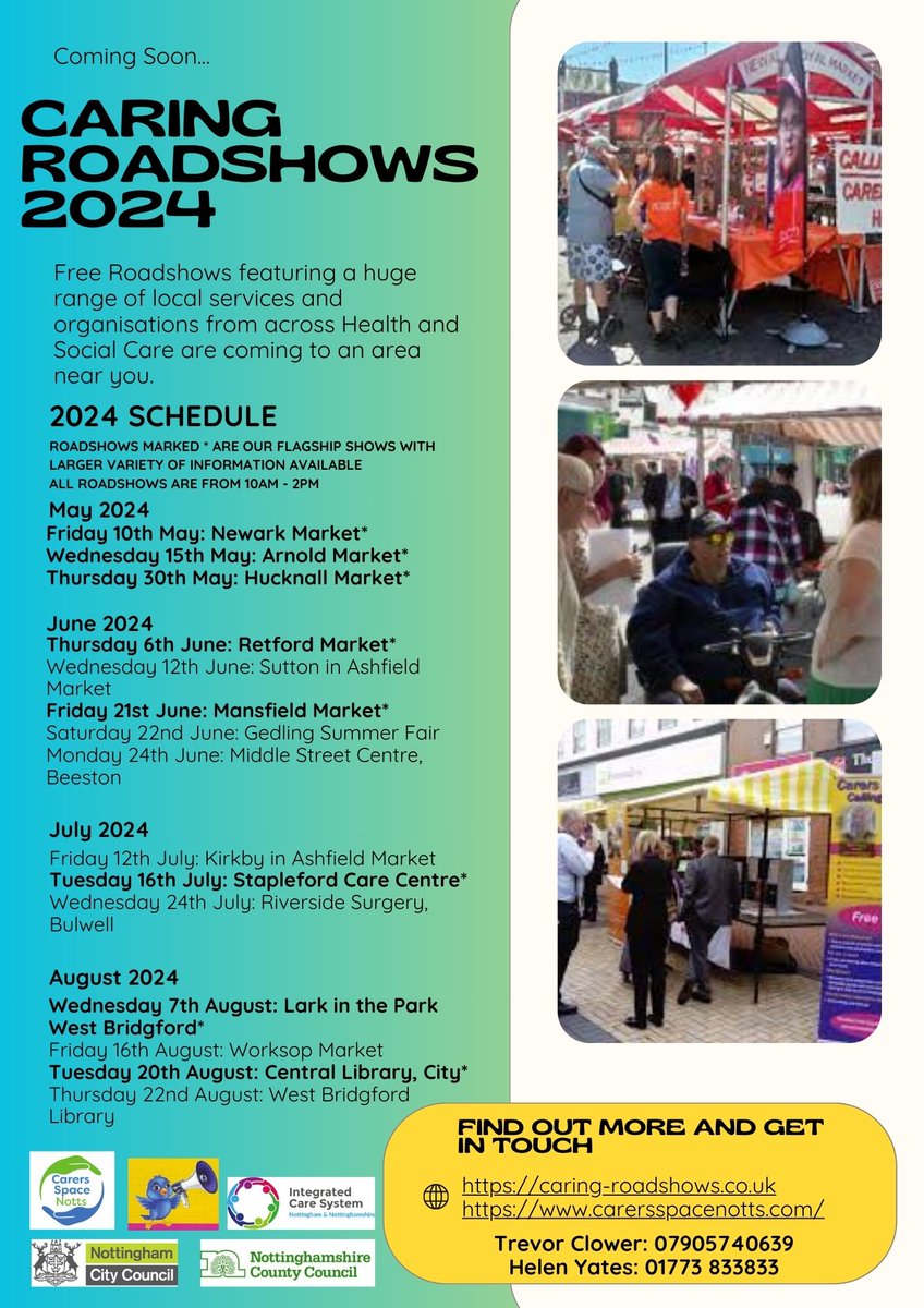 2024 Nottinghamshires Carers Roadshows 2024 ... 
Please pass this on to anyone &amp; everyone folks! 
Trevor