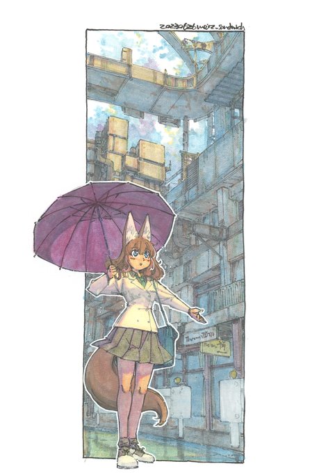 「jacket umbrella」 illustration images(Latest)