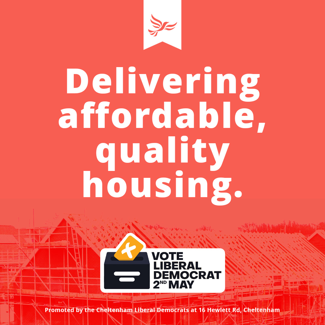 Delivering affordable, quality housing. ✔️ More good quality, affordable, low-carbon homes are desperately needed here in Cheltenham. Under Liberal Democrat leadership, the Borough Council has committed to delivering this. cheltlibdems.org.uk/manifesto24 🔶