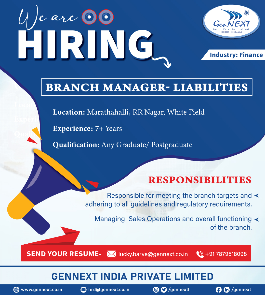 #UrgentHiring 💼📢🎯

Position: Branch Manager- Liabilities 
Location: Marathahalli, RR Nagar, White Field

#BranchManager #Liabilities #graduate #hiringnow #jobsearching #jobsearch #Recruitment2024 #jobvacancy2024 #jobopenings2024 #gennextjob #gennexthiring #GenNext #hiring2024