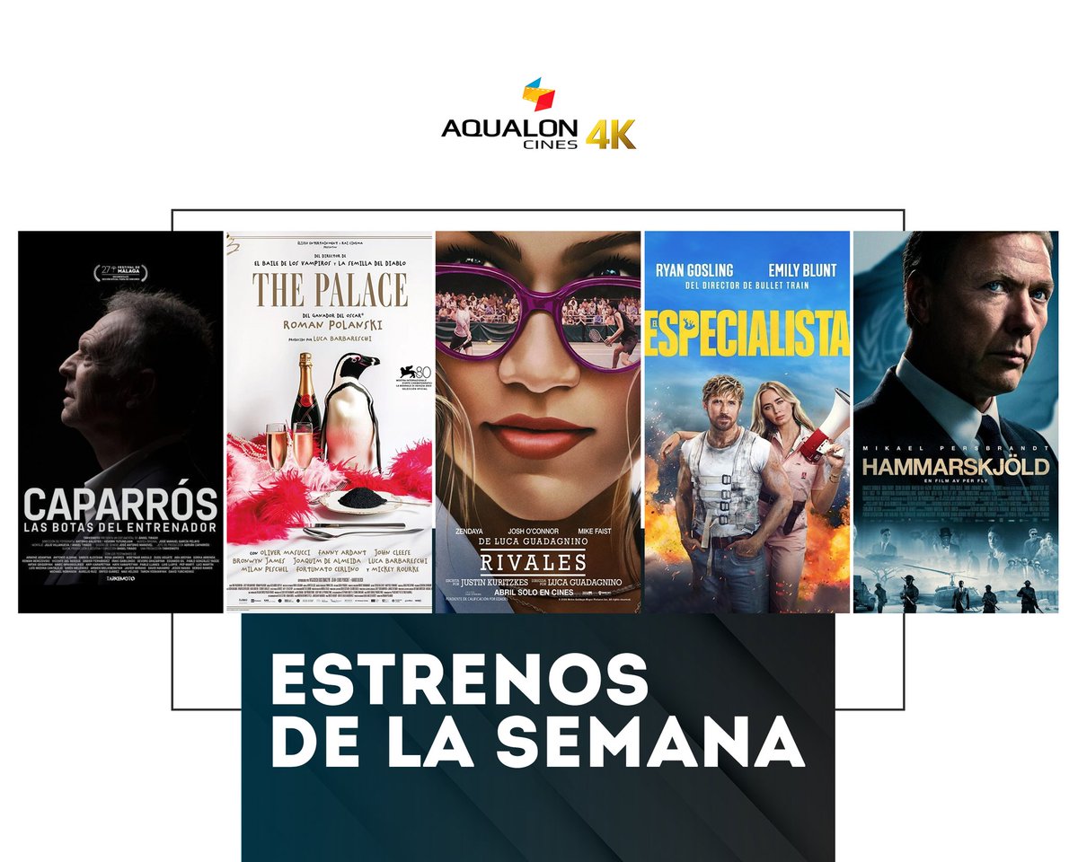 🍿No te pierdas los estrenos de la semana:

🎥Caparrós. Las botas del entrenador
🎥The palace
🎥Rivales
🎥El especialista
🎥Hammarskjold. Lucha por la libertad

📲Consulta los pases y compra tus entradas: cinesaqualon.com

#cinesaqualon4k
