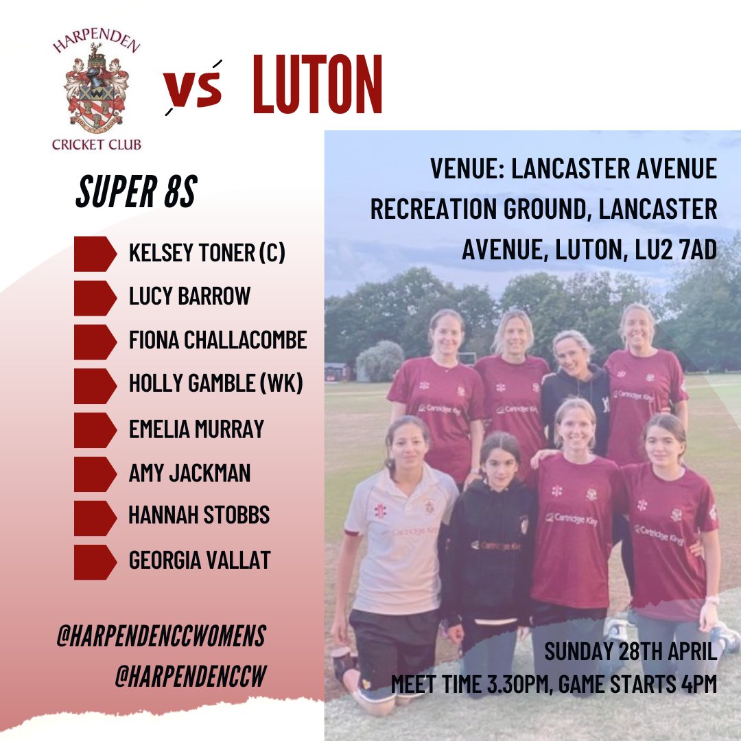 TEAM NEWS 

First outdoor game of the season this coming Sunday. 

Go well to all, particularly those making their senior women's debuts!