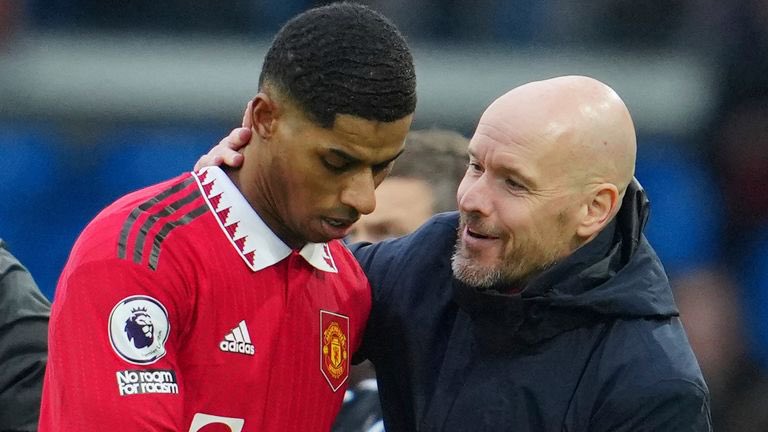 mufcMPB's tweet photo. 🚨🚨🗣️ Erik ten Hag on Marcus Rashford: 

“We have to back him, everyone should back him and push him to get back to the levels he reached last season.” #MUFC [via @RichFay] https://t.co/ygstuE4T79