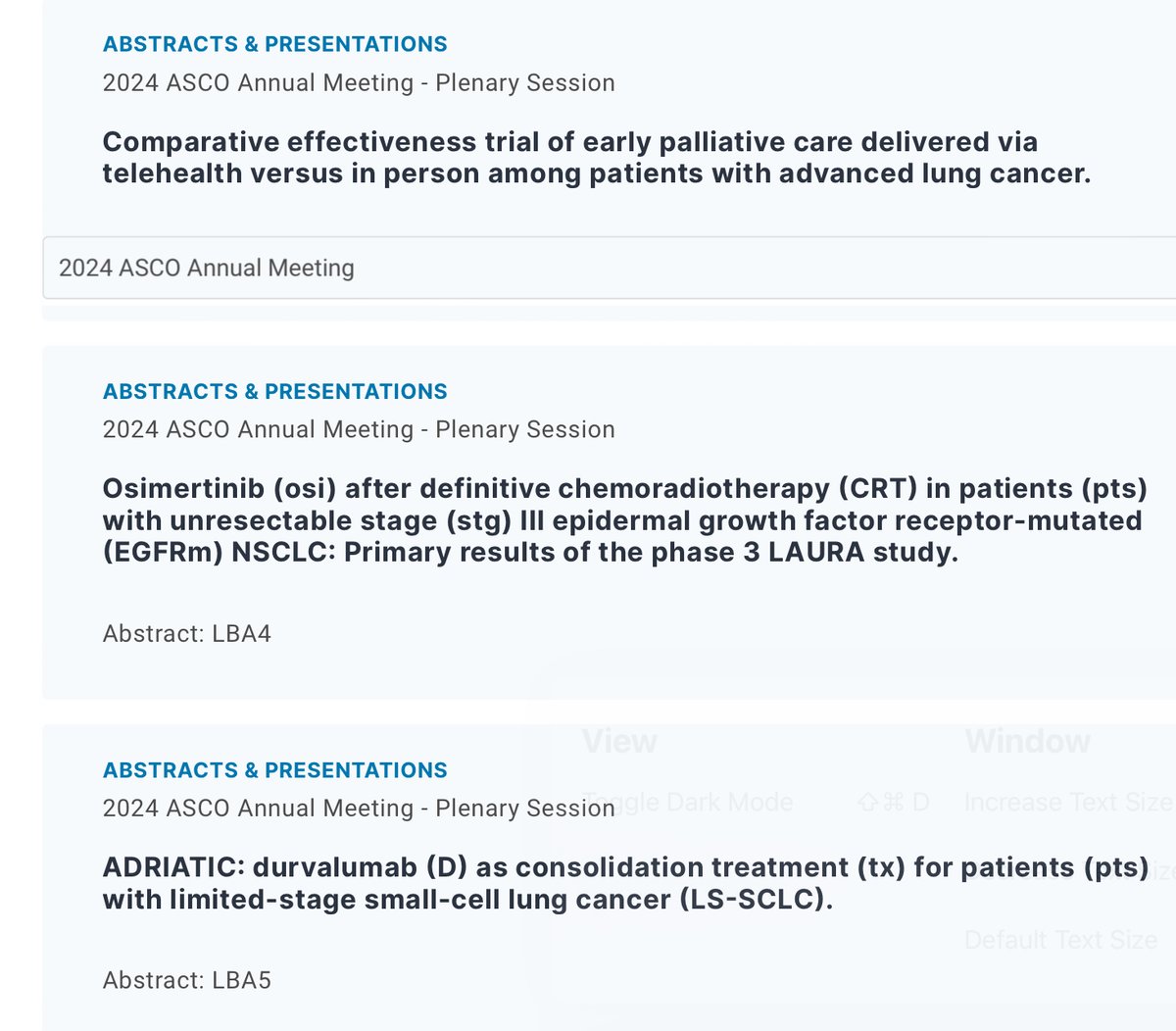 WOW! The #ASCO24 Plenary with 3 practice-changing #lungcancer trials! Even better is to see two desperately needed areas of advancements in research & care: 👉🏼 #smallcell 👉🏼 #palliativecare THAT is progress 👏🏼👏🏼👏🏼 #LCSM